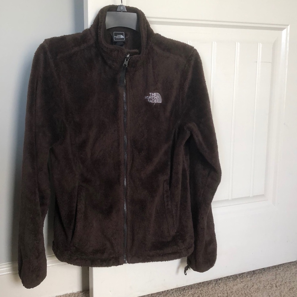 Brown North Face jacket.